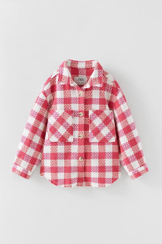 テクスチャー チェックシャツジャケット ピンク ホワイト Zara Japan 日本 テクスチャー チェックシャツジャケット ピンク ホワイト Zara Japan 日本