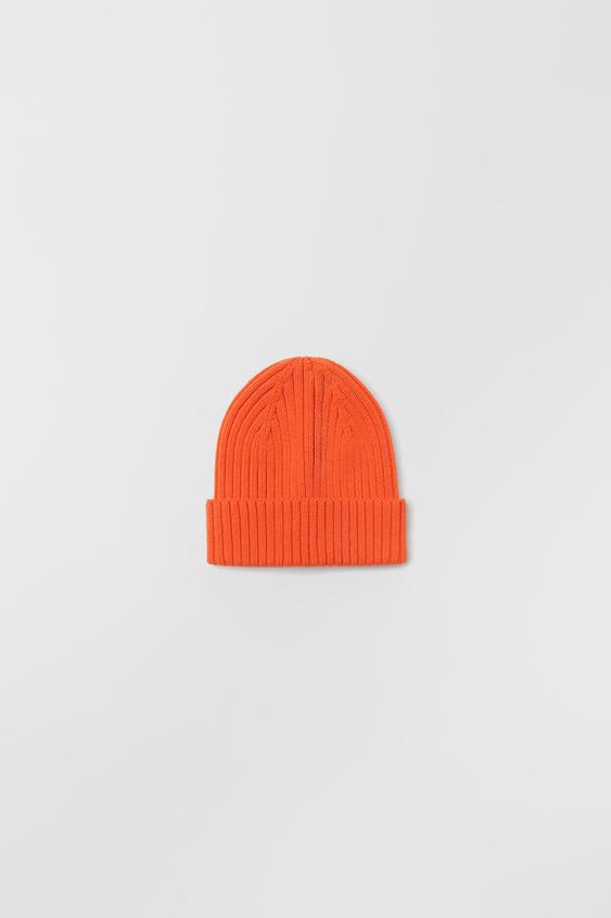 BABY/ RIBBED KNIT HAT - Orange | ZARA 