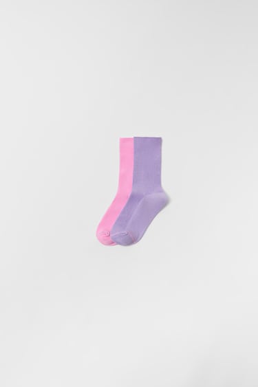 KIDS/ TWO-PACK OF PLAIN SOCKS WITH CONTRAST DETAIL
