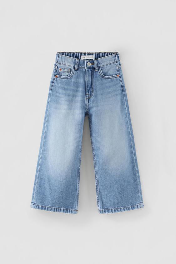 WIDE-LEG CROPPED JEANS - Blue | ZARA 