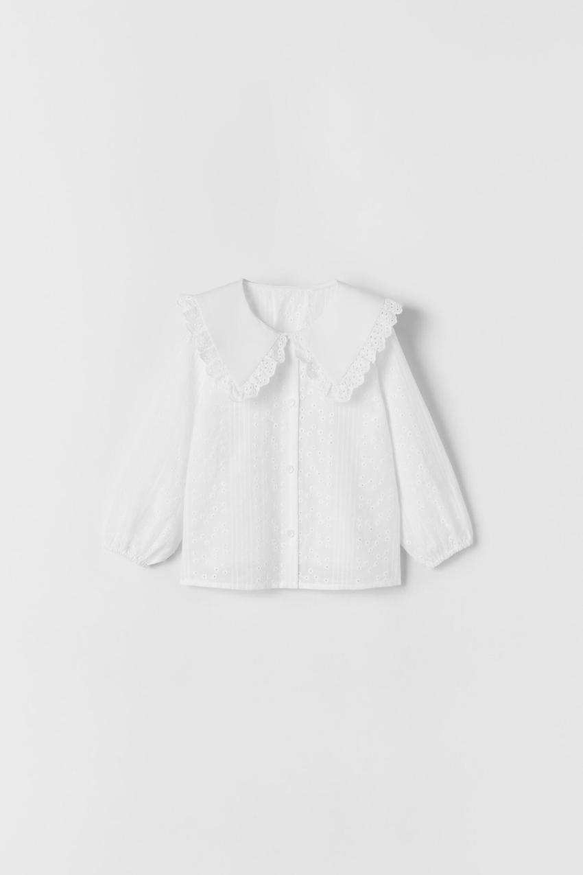 Camisa popelin bordada zara top