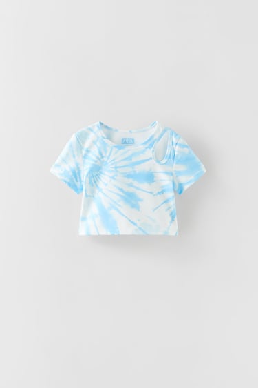 SPORTY-T-SHIRT MIT TIE-DYE-MUSTER UND CUT-OUT