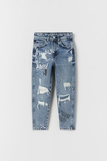 JEANS DESTROYED RELAXED FIT GRAFFITI