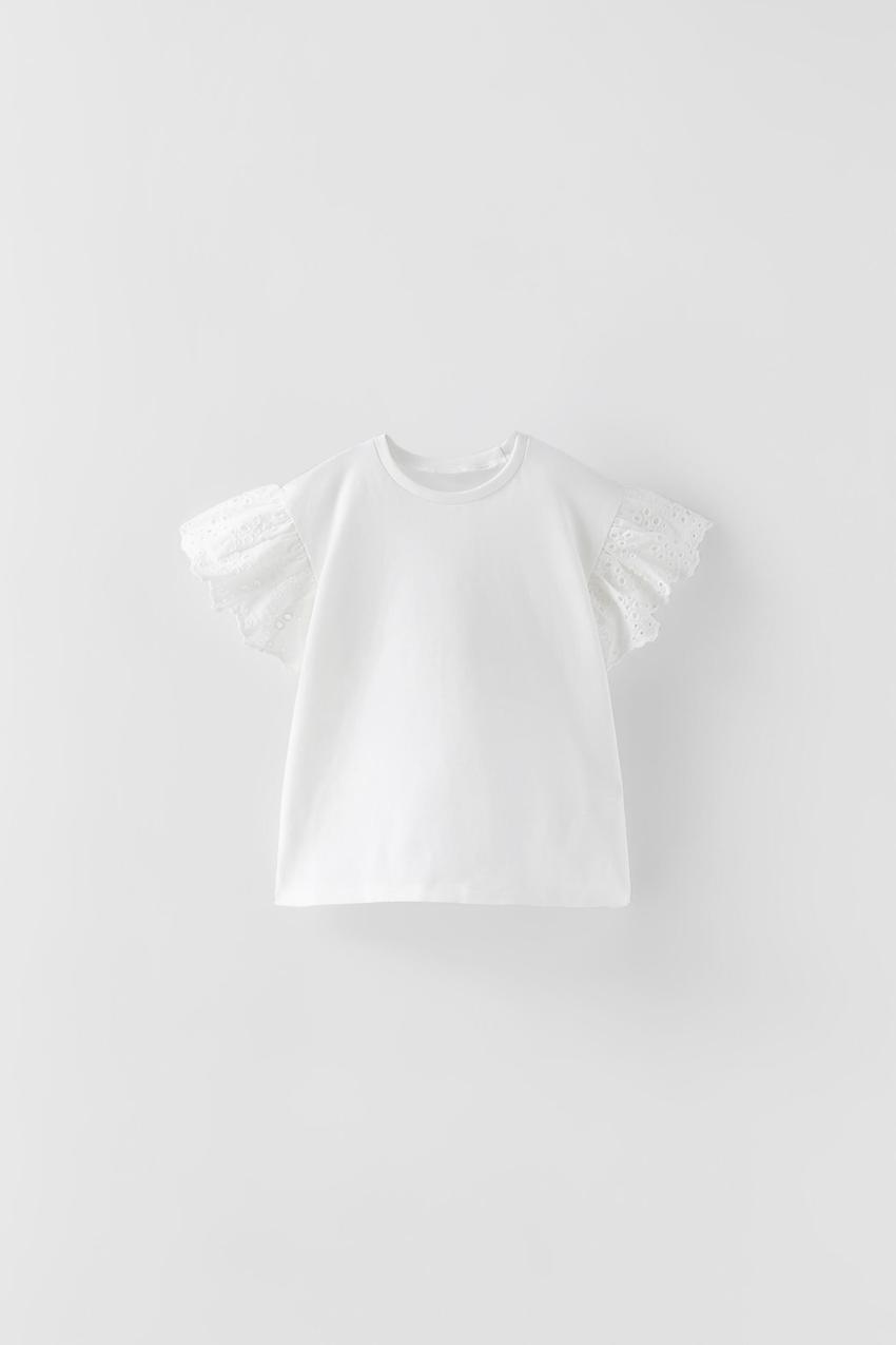 CAMISETA VOLANTE BLONDA Blanco roto ZARA Estados Unidos de America United States