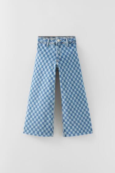 NAVY CHEQUERED JEANS