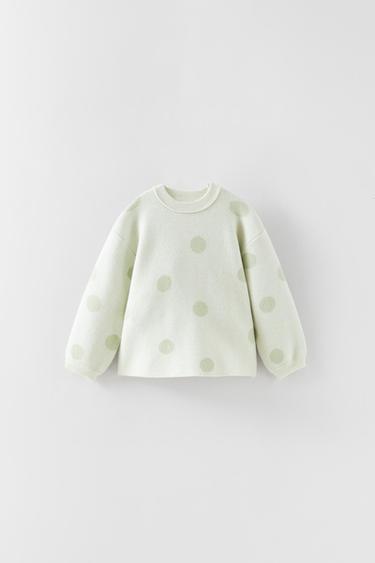 Polka Dot Knit Sweater Light Mint Green Zara Australia