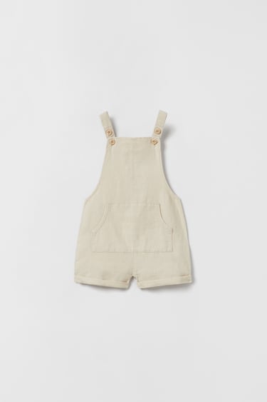 Image 0 of LINEN BLEND DUNGAREES from Zara