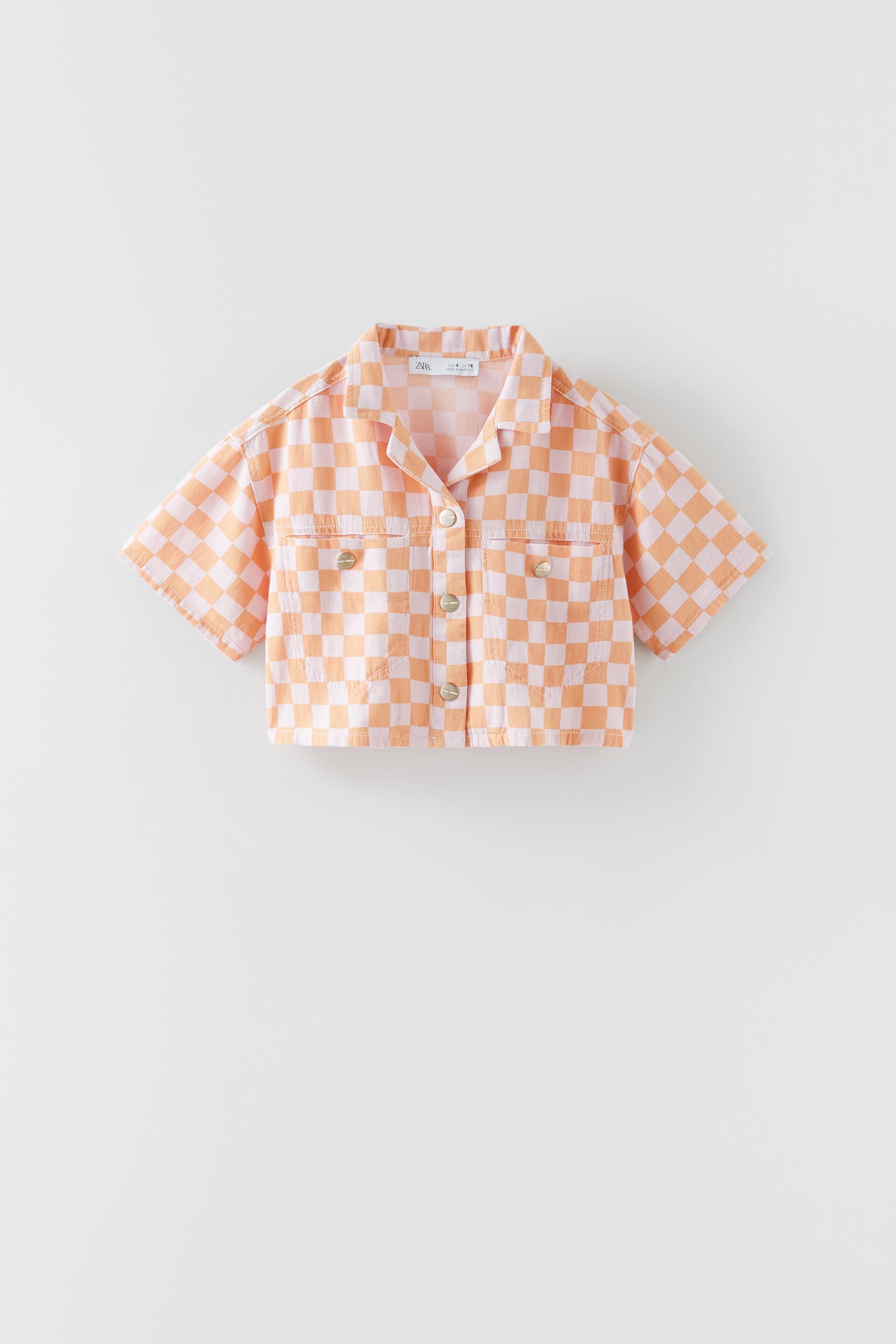 FLOWING DENIM AND LINEN BLEND CHEQUERED 