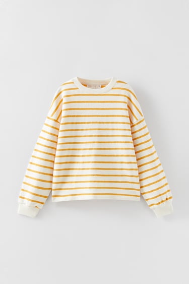 Garçons Ex Zara T-shirt top jaune rayures blanches âge 9 To 10 ans kids