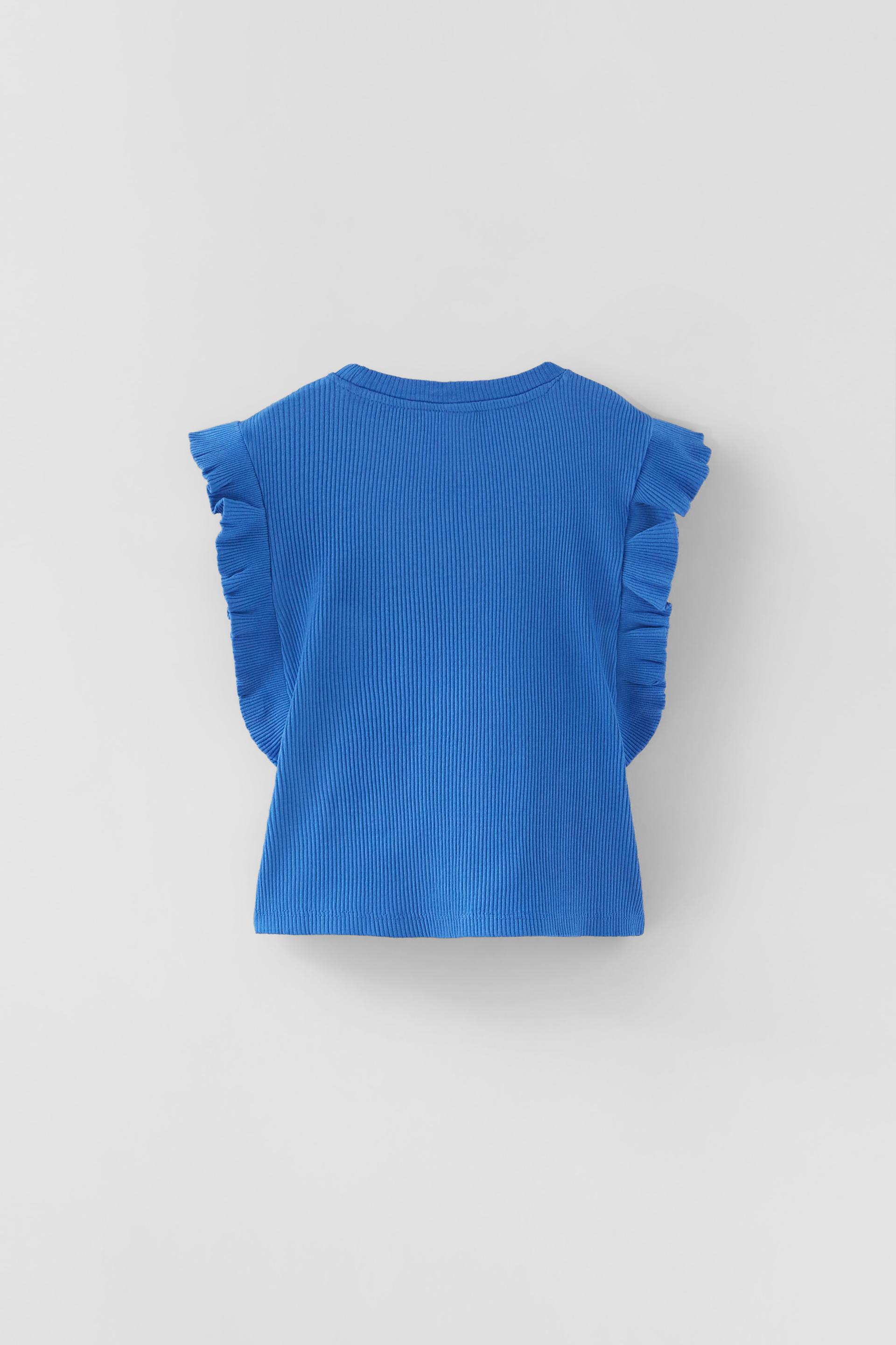 RIBBED T-SHIRT WITH RUFFLE TRIM 