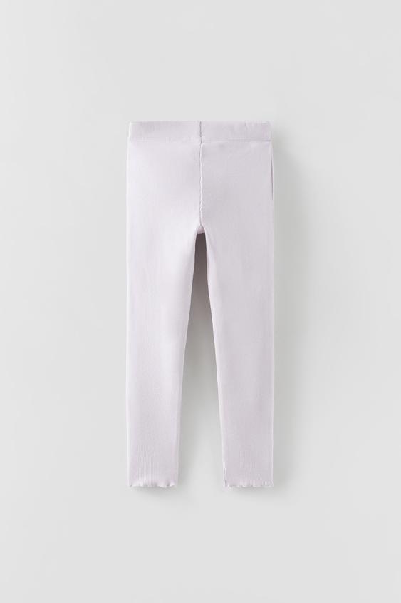 RIBBED LEGGINGS WITH LETTUCE-EDGE HEMS 