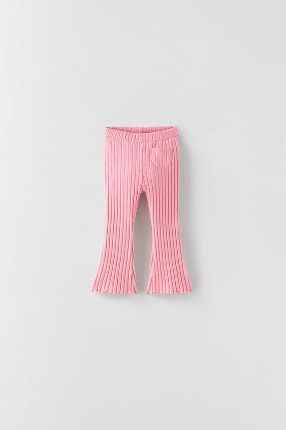 RIBBED FLARED LEGGINGS - Pink | ZARA 