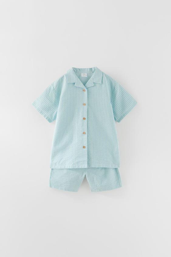 Kids ギンガムチェック パジャマ ブルー グリーン Zara Japan 日本 Kids ギンガムチェック パジャマ ブルー グリーン Zara Japan 日本