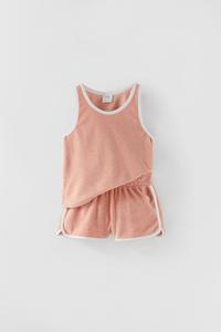 SET T-SHIRT EN BERMUDA VAN BADSTOF - Zeeblauw | ZARA België / Belgique