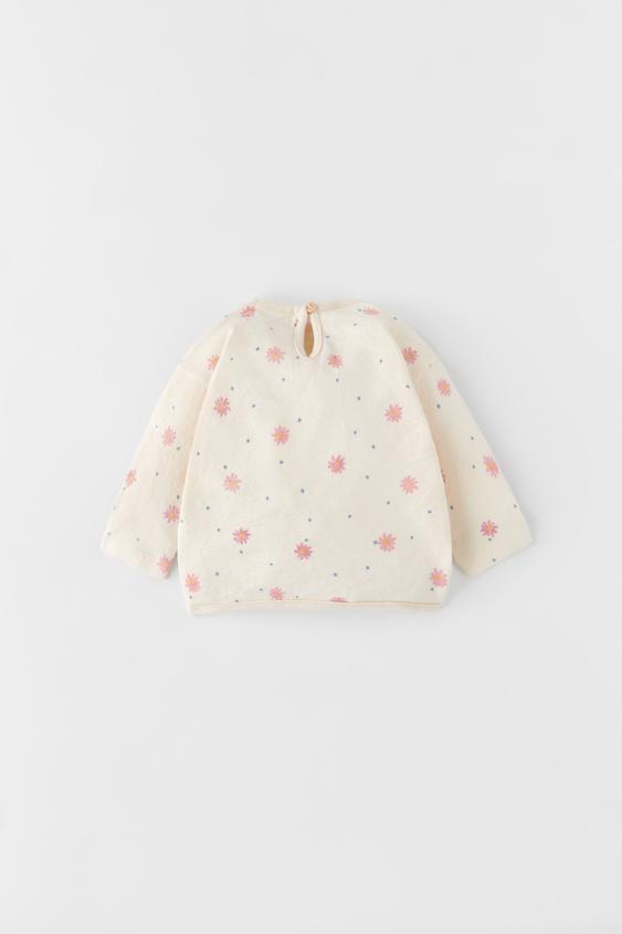 DAISY PRINT T-SHIRT - Light ecru | ZARA 