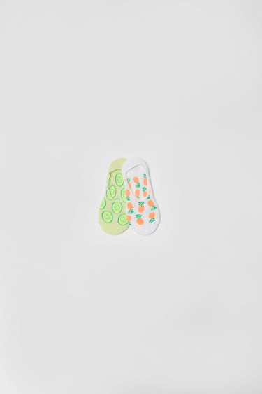KIDS/ PACK OF TWO FRUIT PRINT NO-SHOW SOCKS