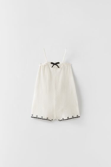 KNIT PLAYSUIT WITH EMBROIDERED FLOWERS