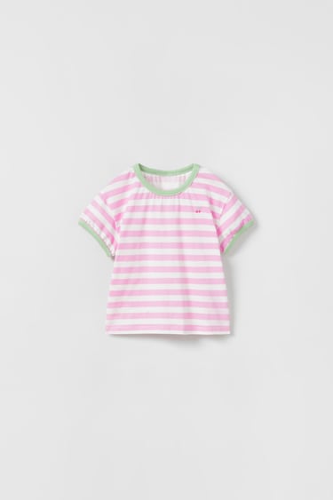 STRIPED T-SHIRT WITH RIBBING