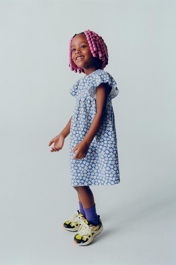 フラワー柄ジャガードワンピース 濃青 Zara Japan 日本 フラワー柄ジャガードワンピース 濃青 Zara Japan 日本