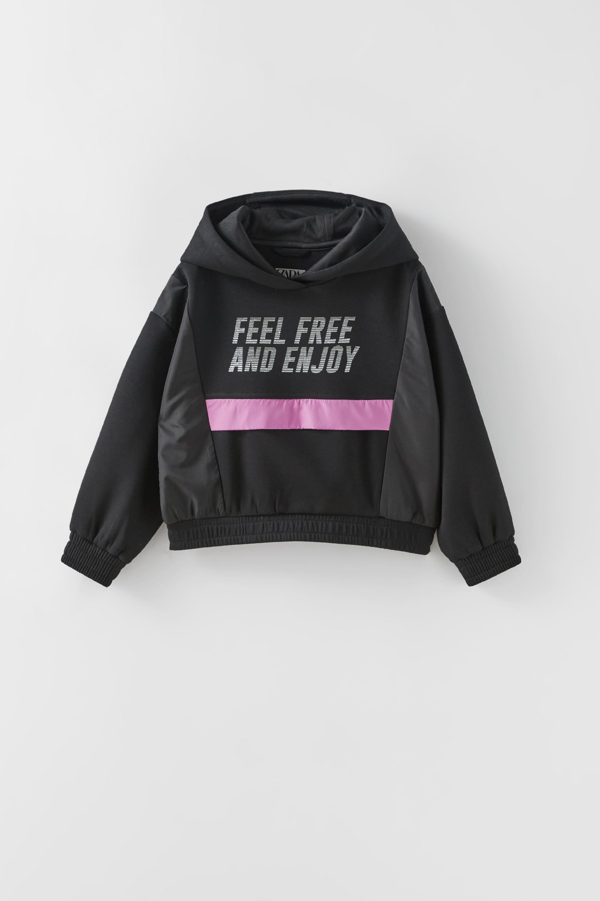 SUDADERA CROP SPORTY - Negro | ZARA España