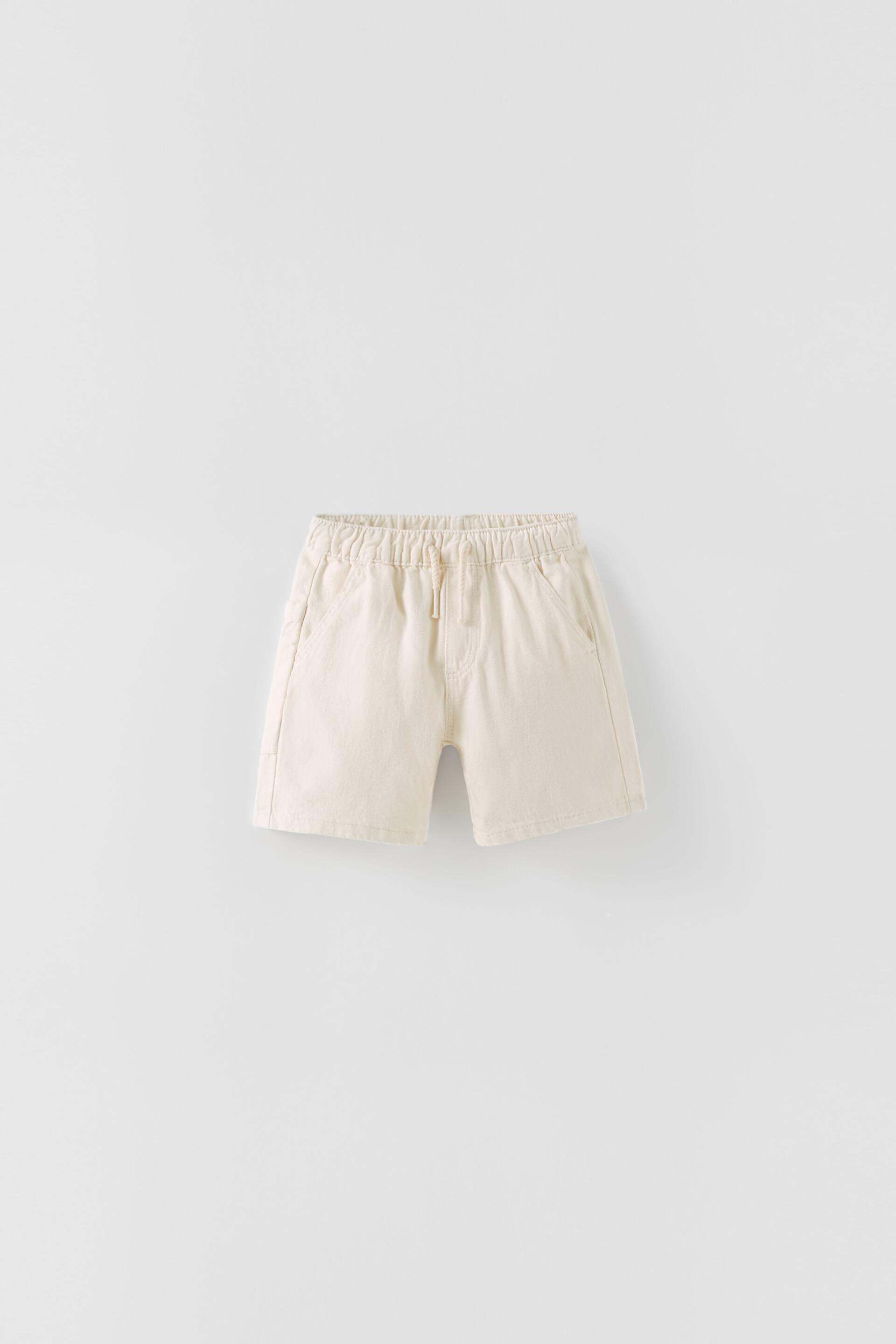 COMFORT FIT DENIM BERMUDA SHORTS - Ecru 