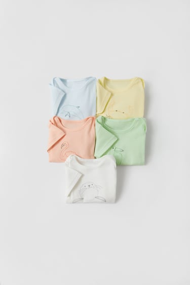 Image 0 of BABY/ FIVE-PACK OF ANIMAL BODYSUITS from Zara