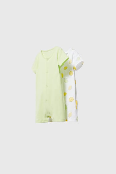 BABY/ TWO-PACK OF LEMON SLEEPSUITS