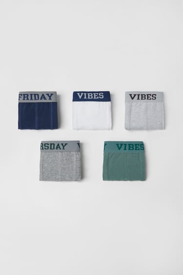 Image 0 of KIDS/ FIVE-PACK OF TEXT DETAIL BOXERS from Zara