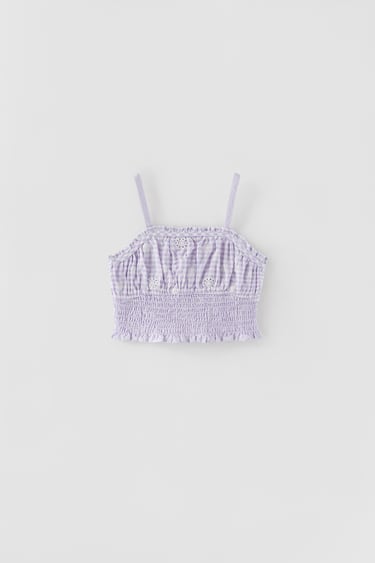 Image 0 of EMBROIDERED SMOCKED TOP from Zara
