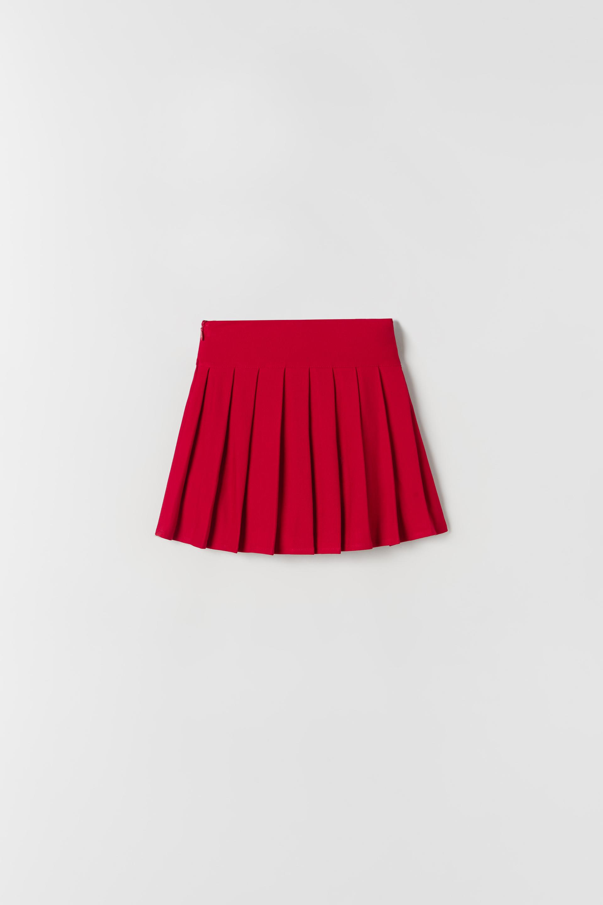 Box Pleat Skirt Red Zara Thailand Box Pleat Skirt Red Zara Thailand