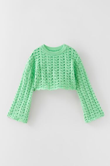 CROPPED OPEN-KNIT SWEATER