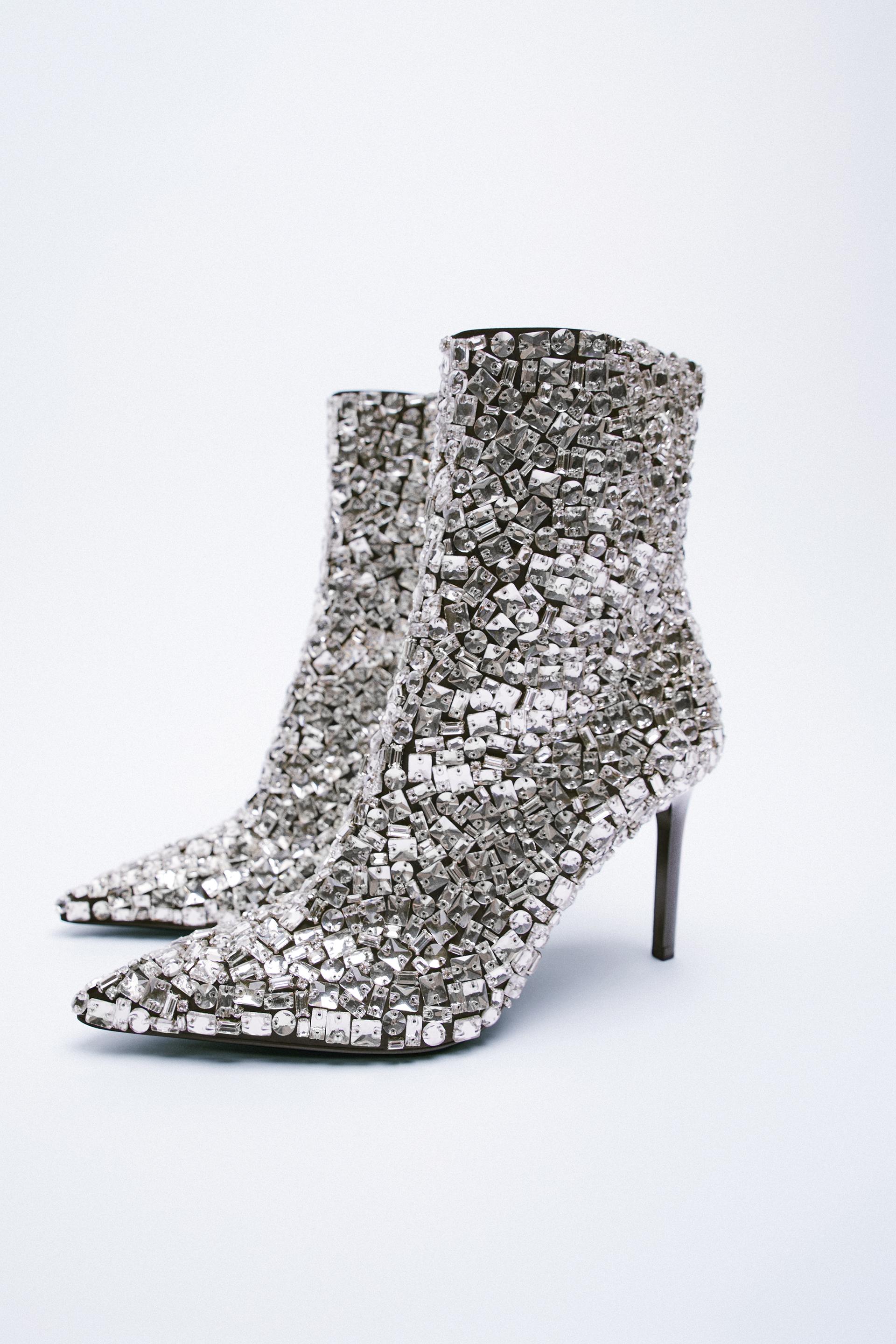 STIVALETTI CON TACCO CON STRASS SPECIAL EDITION - Argento | ZARA Italia /  Italy