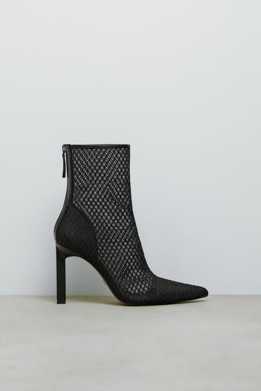 HIGH-HEEL MESH ANKLE BOOTS