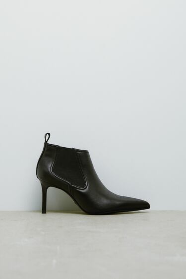 LEATHER HIGH-HEEL ANKLE BOOTS