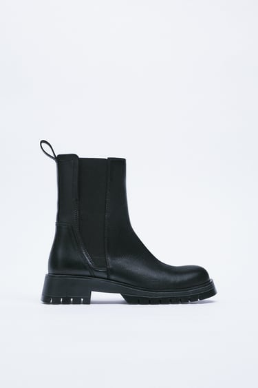 LEATHER TRACK-SOLE CHELSEA BOOTS
