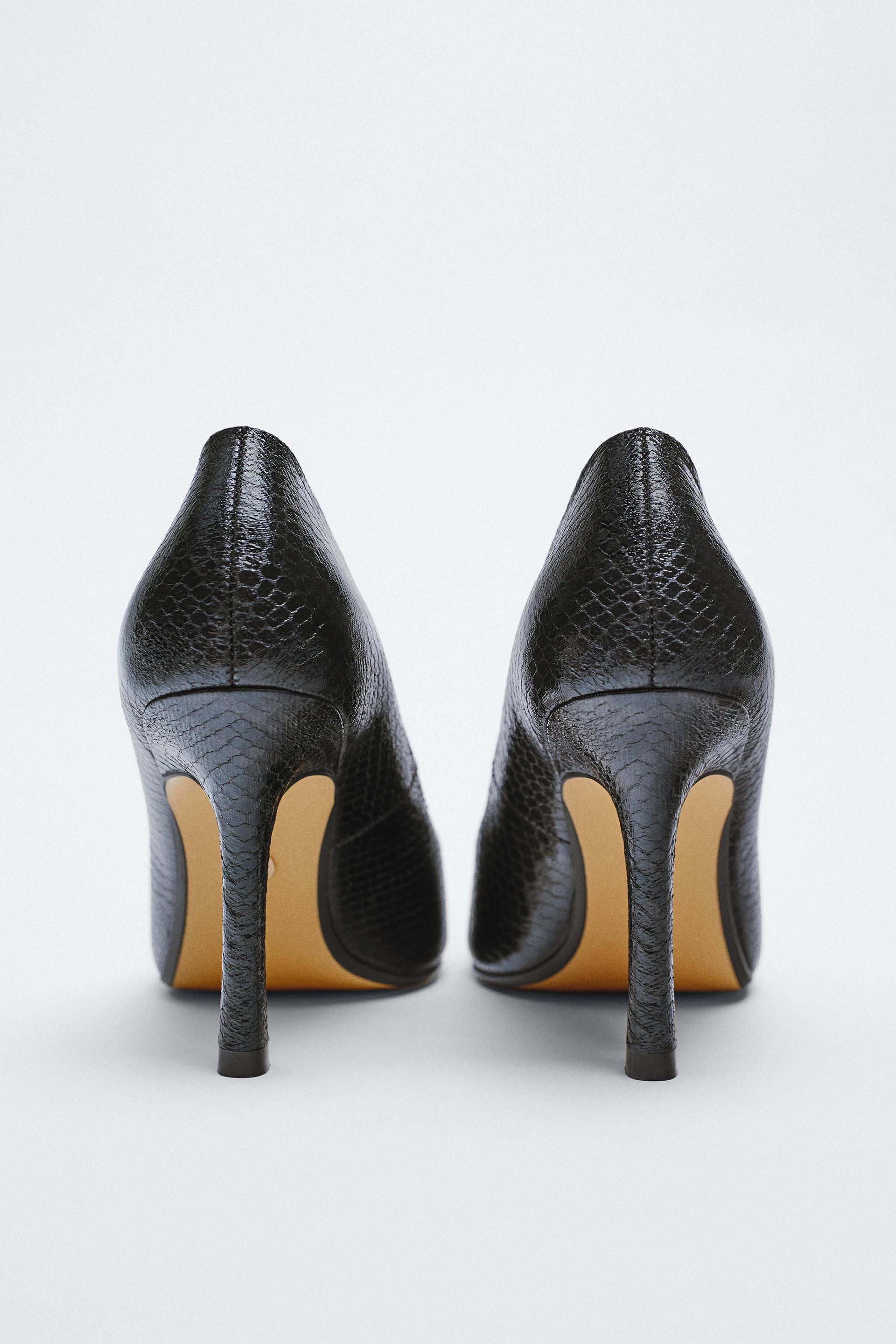 PRINTED HIGH-HEEL SHOES - Black | ZARA 