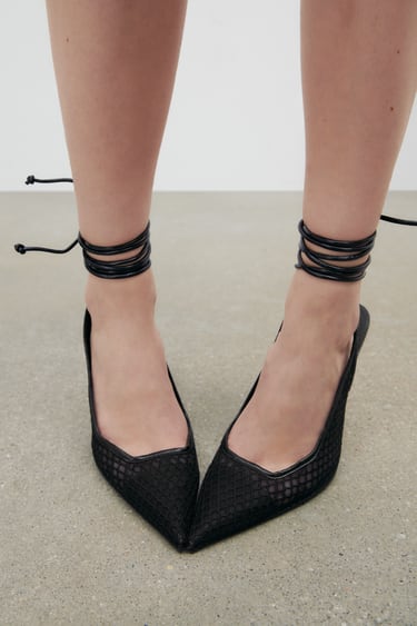 MESH HEELED LACE UP SHOES
