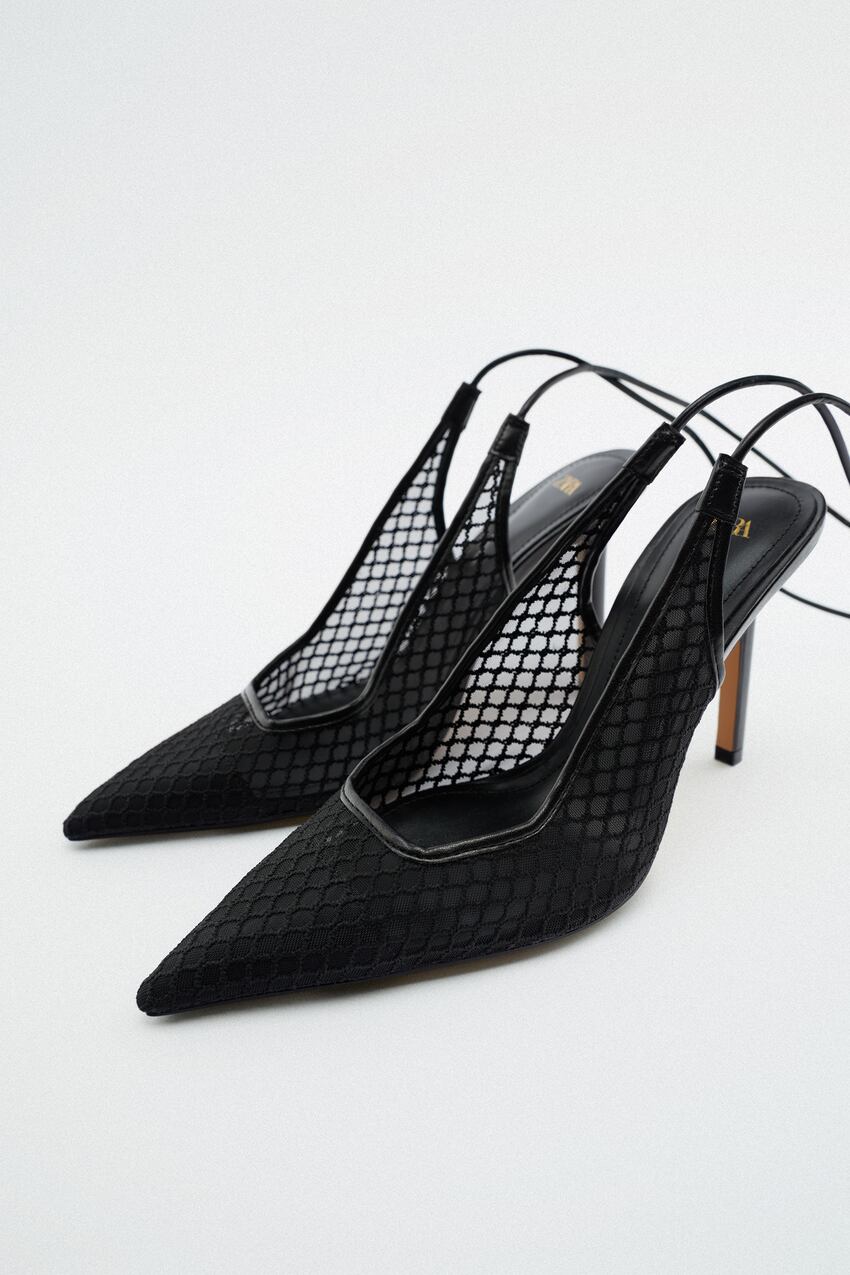 zara.com | Mesh heeled lace up shoes