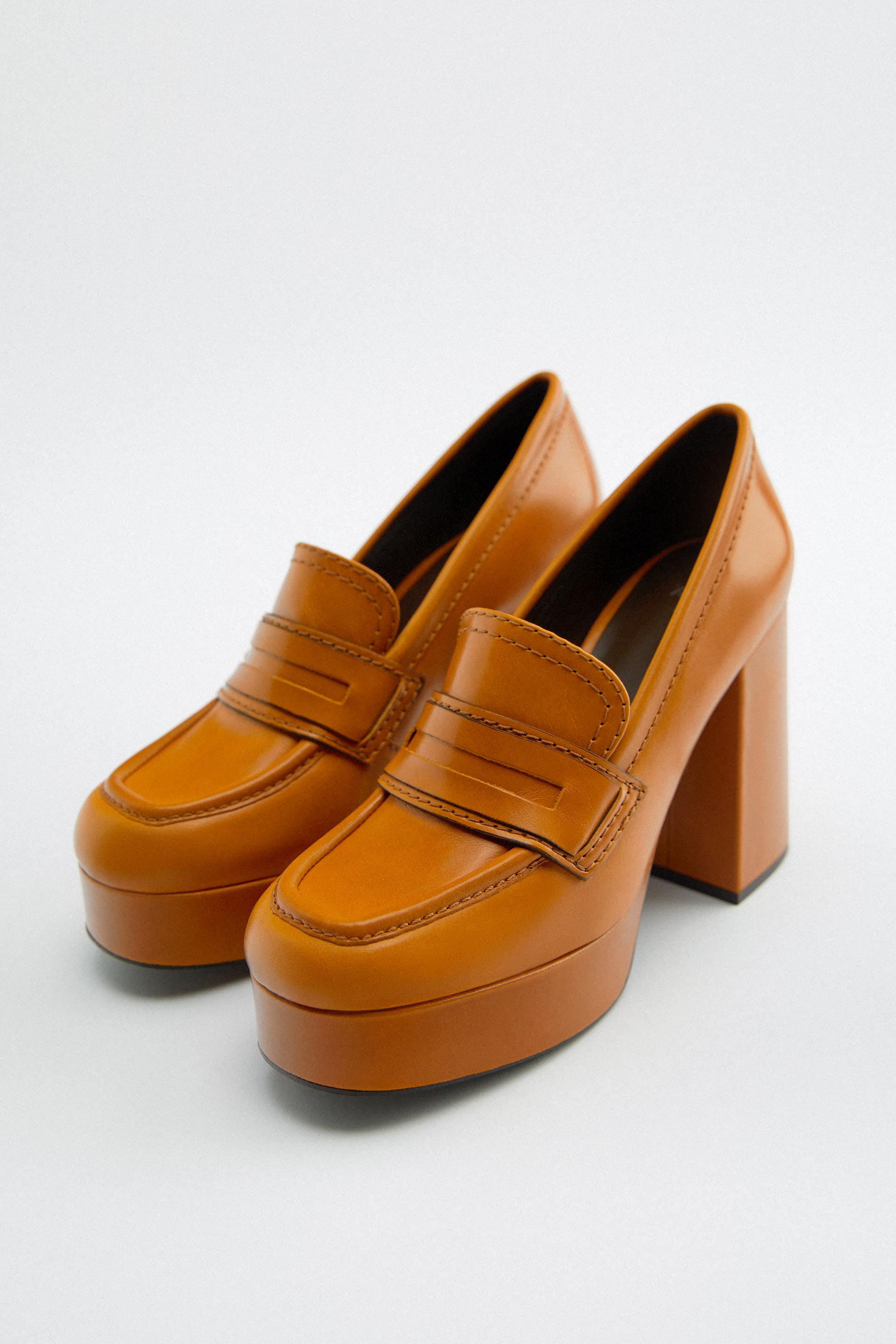 HIGH-HEEL LEATHER PLATFORM LOAFERS