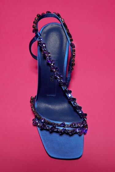 BEADED STRAP HEELED SANDALS