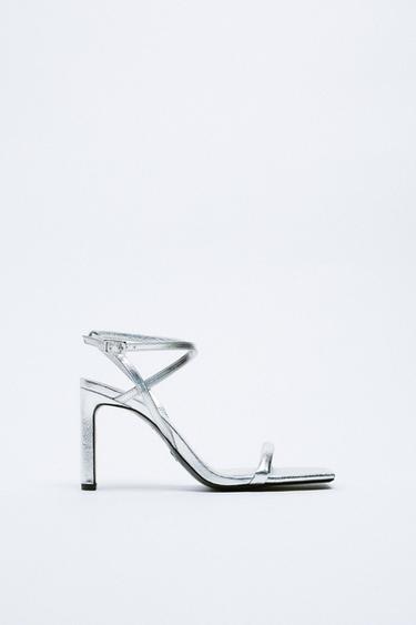 zara silver strappy heels