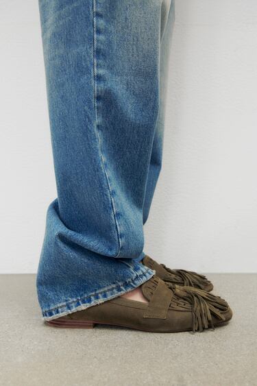 WOVEN SUEDE FLAT LOAFERS
