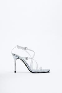 zara leather high heel sandals with square toes