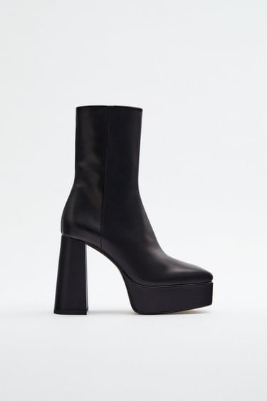 LEATHER PLATFORM ANKLE BOOTS