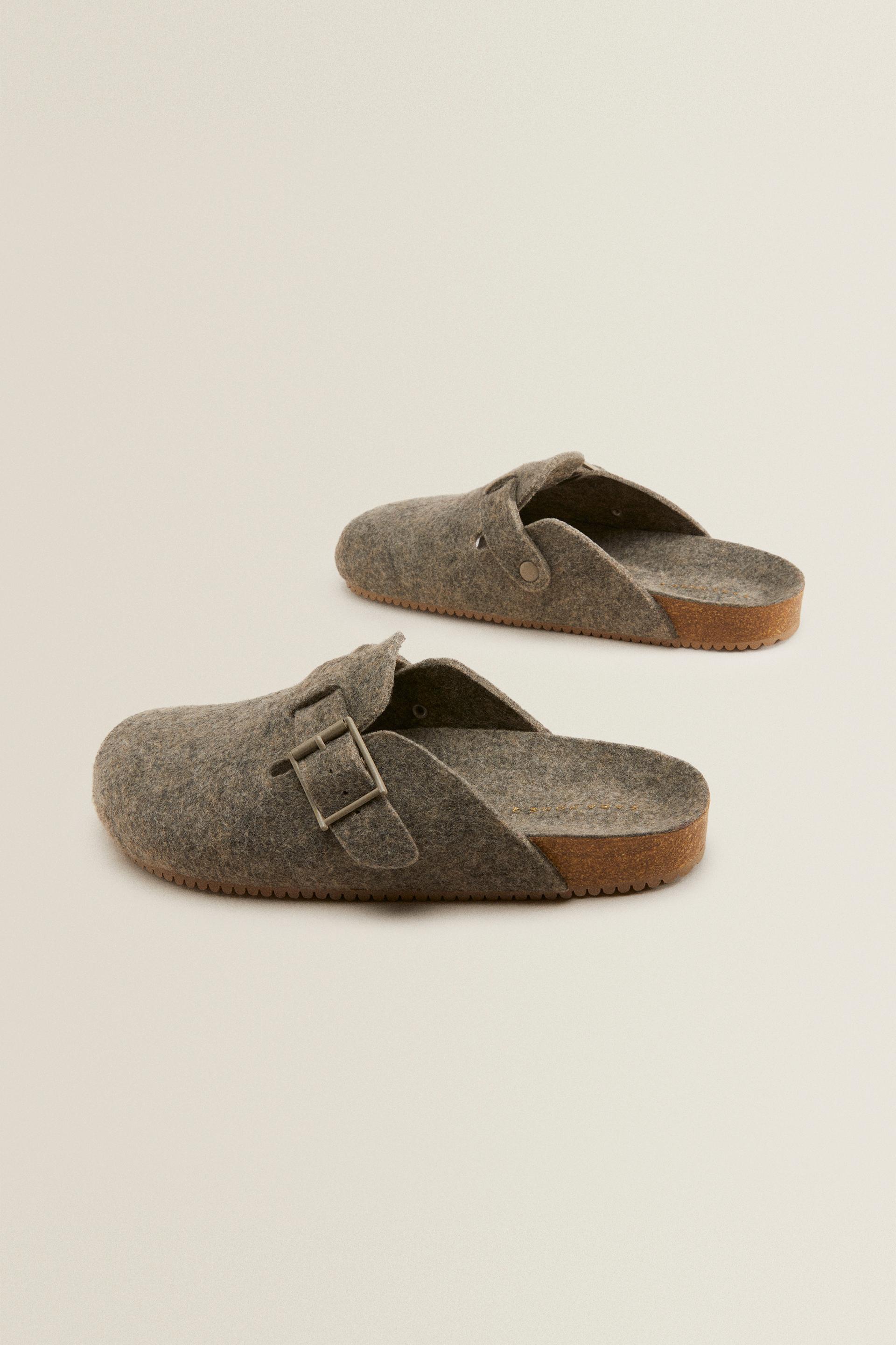 Felt clog slippers zara Clearance