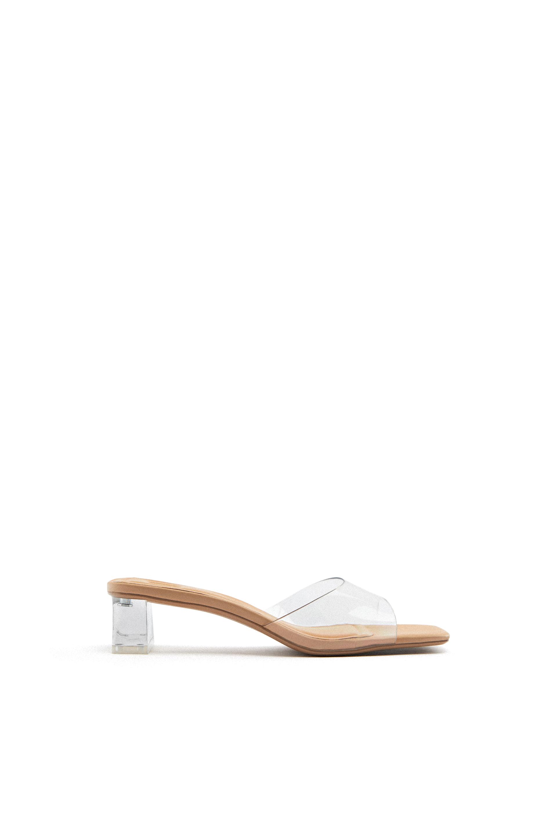 LOW HEELED VINYL MULES - Beige | ZARA 