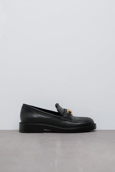 LEATHER LOAFERS WITH METAL BUCKLE