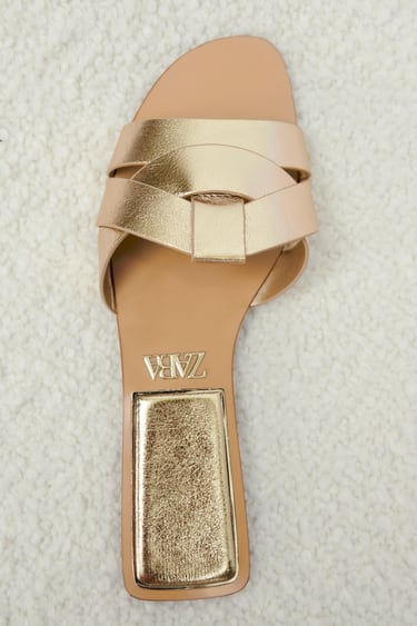 NWT Zara Sequin Gold Slides Mules