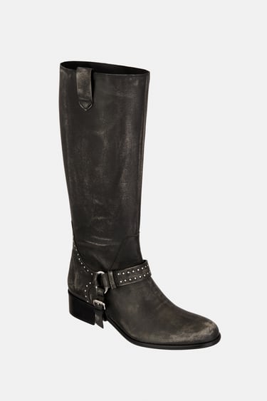 STUDDED KNEE HIGH LEATHER BOOTS LIMITED EDITION