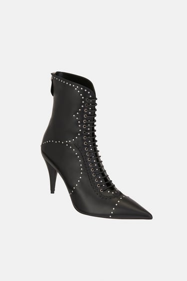 STUDDED HEELED LEATHER ANKLE BOOTS LIMITED EDITION